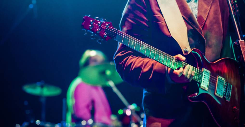 guitarist on stage - summer music festival